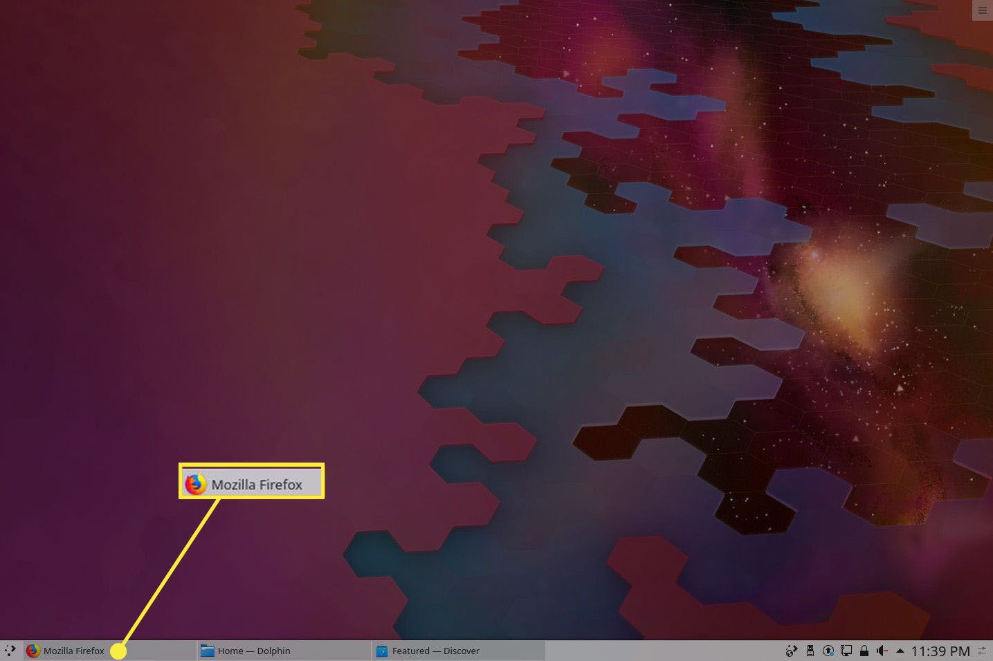 Geminimaliseerde app in KDE Plasma