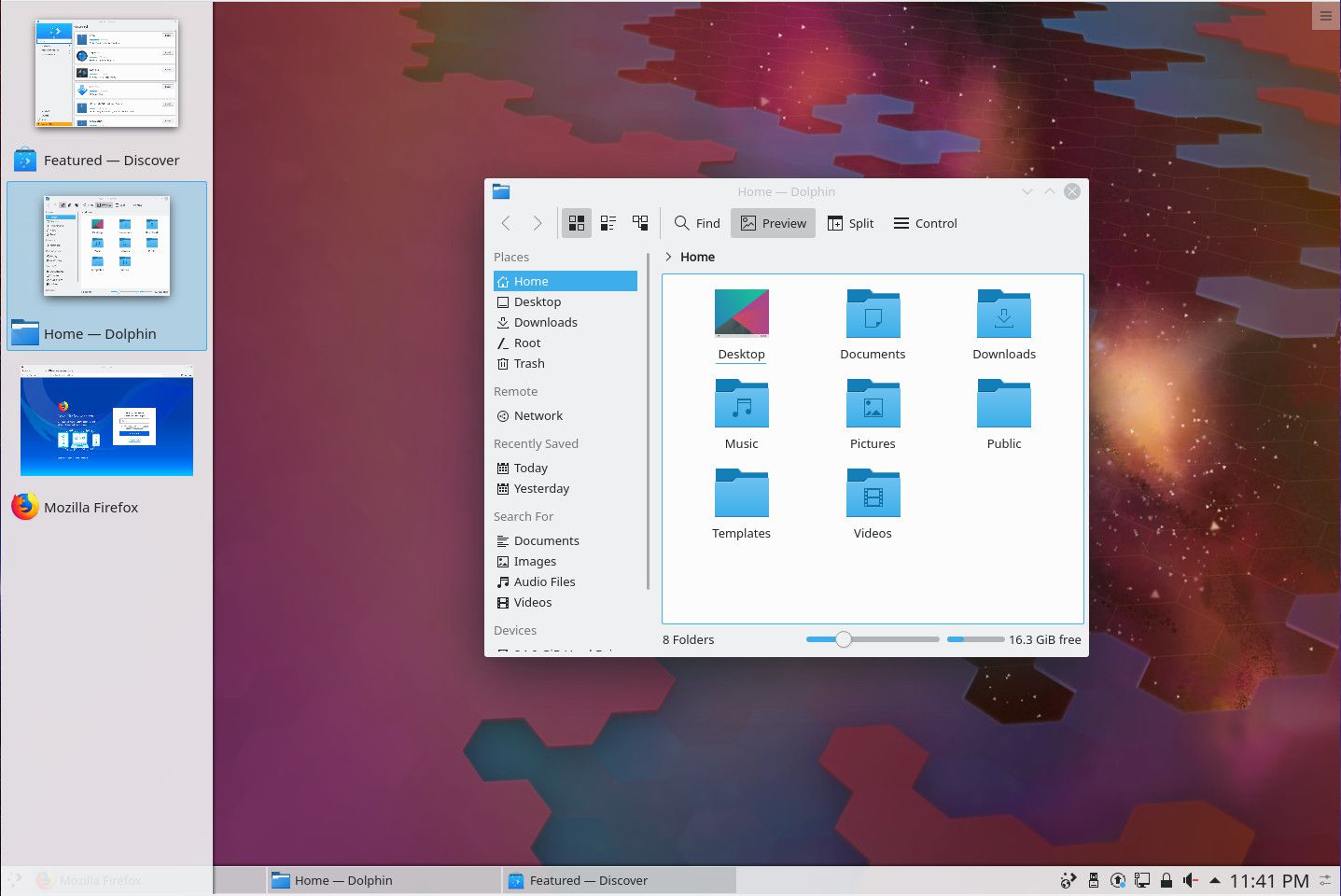 De sneltoets voor KDE Plasma geminimaliseerde apps.