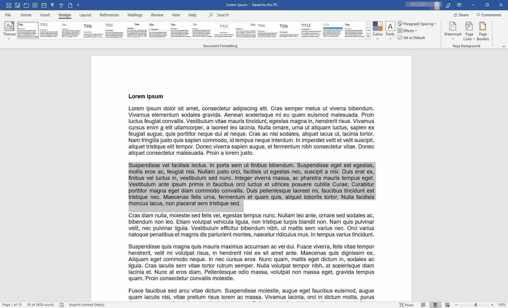 MS Word-document met wat tekst gemarkeerd