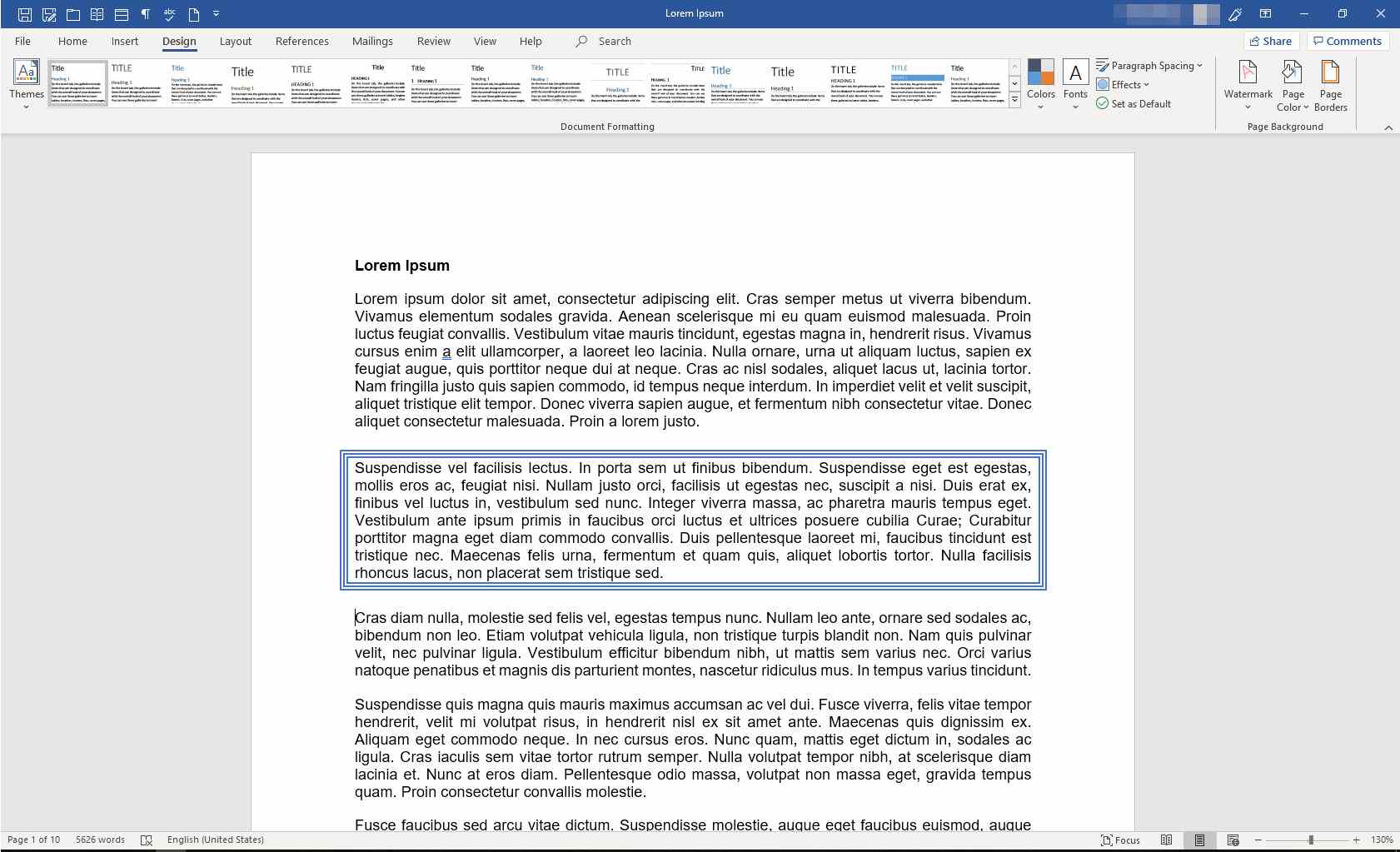 MS Word-document met rand rond één alinea tekst