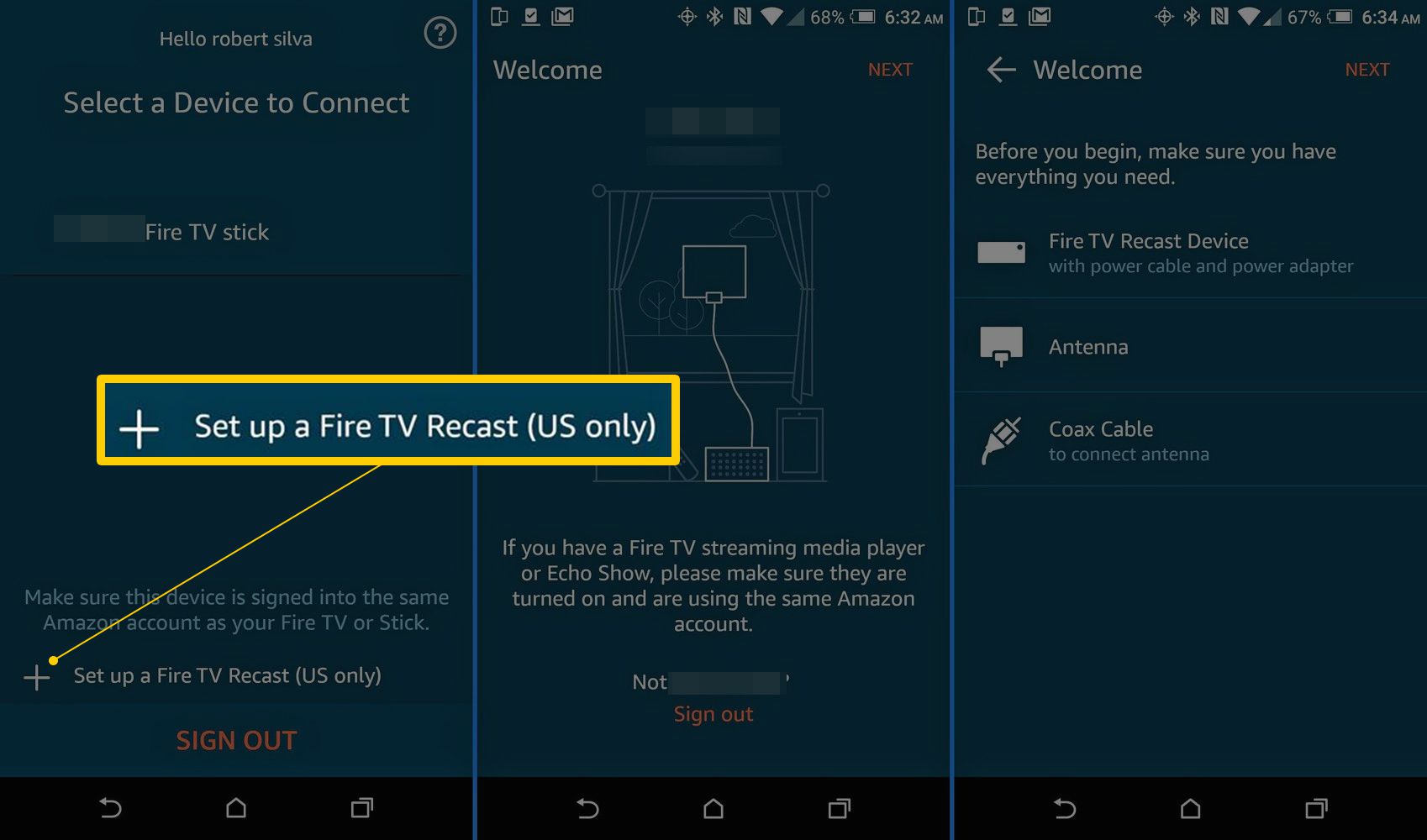 Amazon Fire TV Smartphone-app - Selecteer Fire TV-herschikking