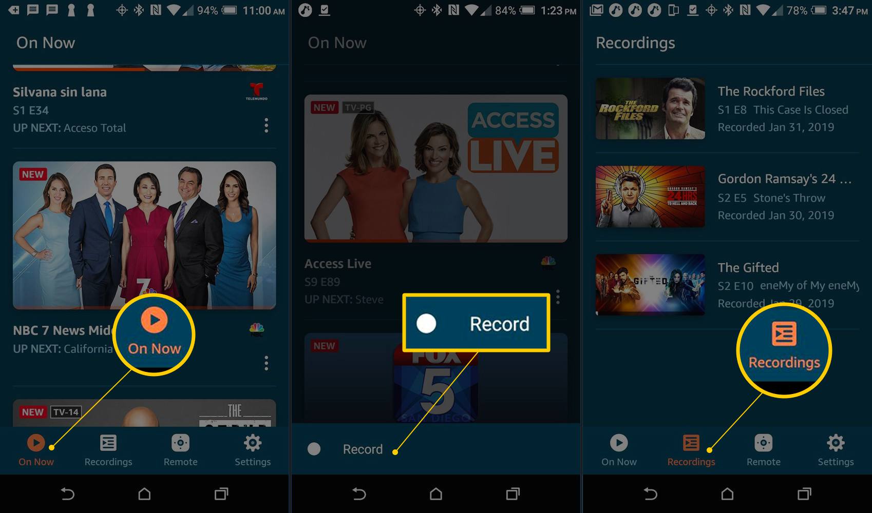 Amazon Fire TV Android-app – Fire TV Herschikking Live of Record