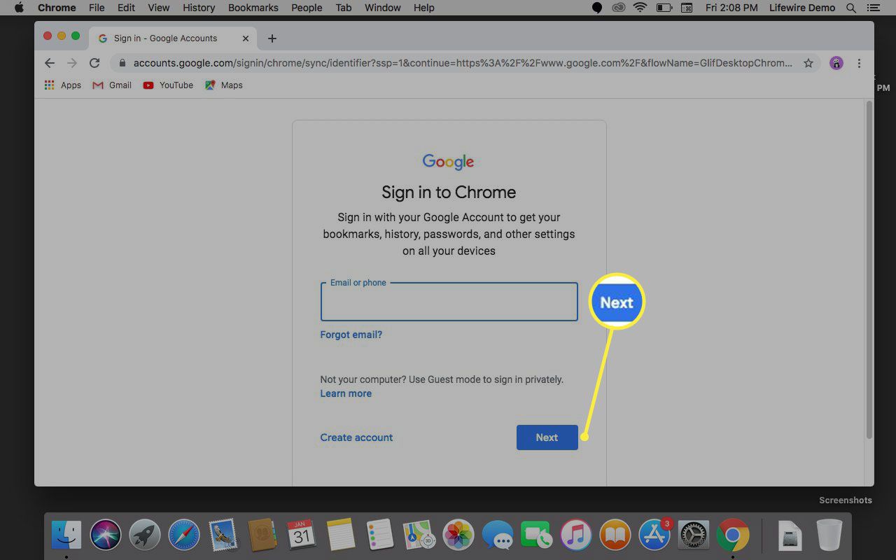 E-mail invoeren in Chrome.
