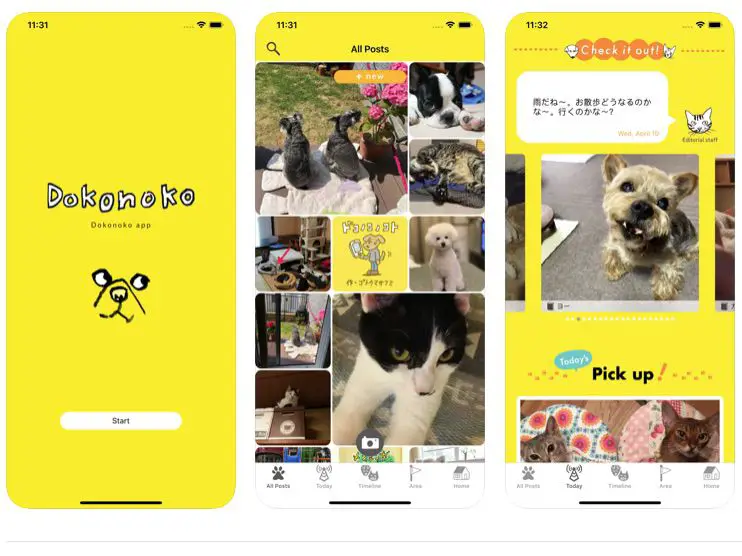Screenshot van de Kokonoko-app voor sociale netwerken voor huisdieren