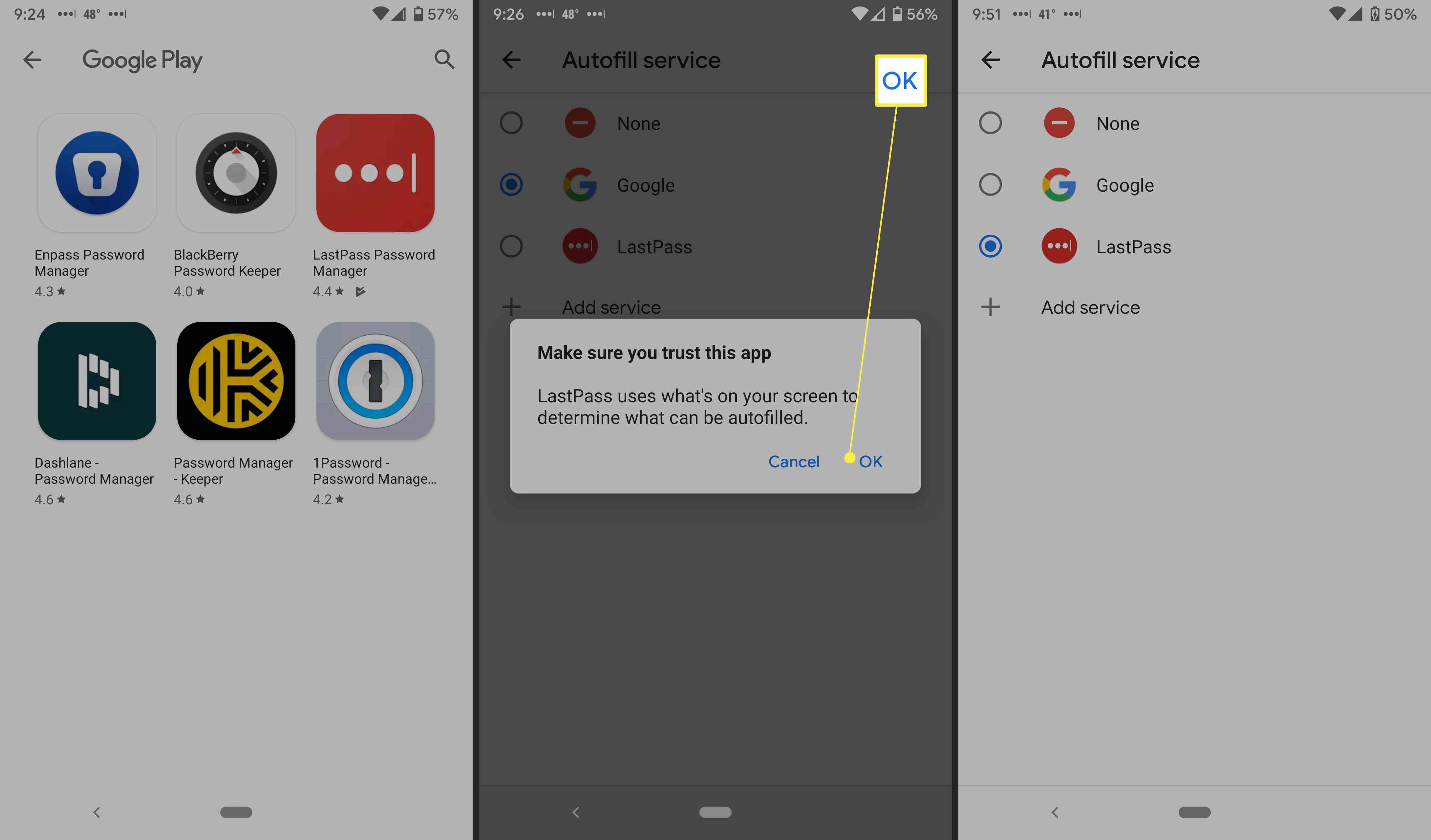 Een wachtwoordbeheerder toevoegen aan automatisch aanvullen van Android.