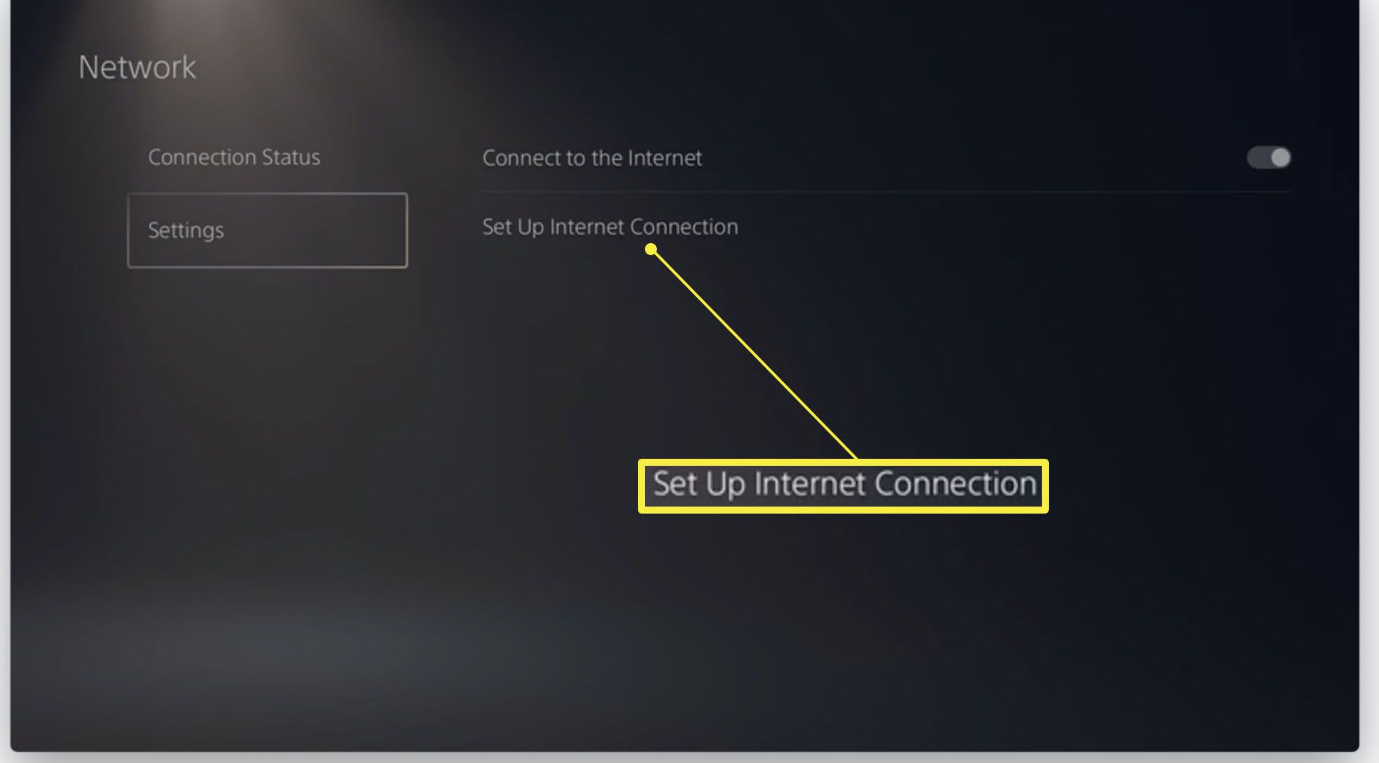 PlayStation 5-instellingen met Internetverbinding instellen gemarkeerd