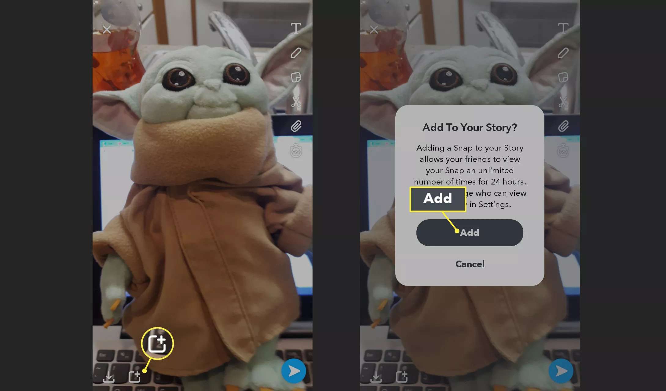 Voeg een snap toe aan je Snapchat-verhaal