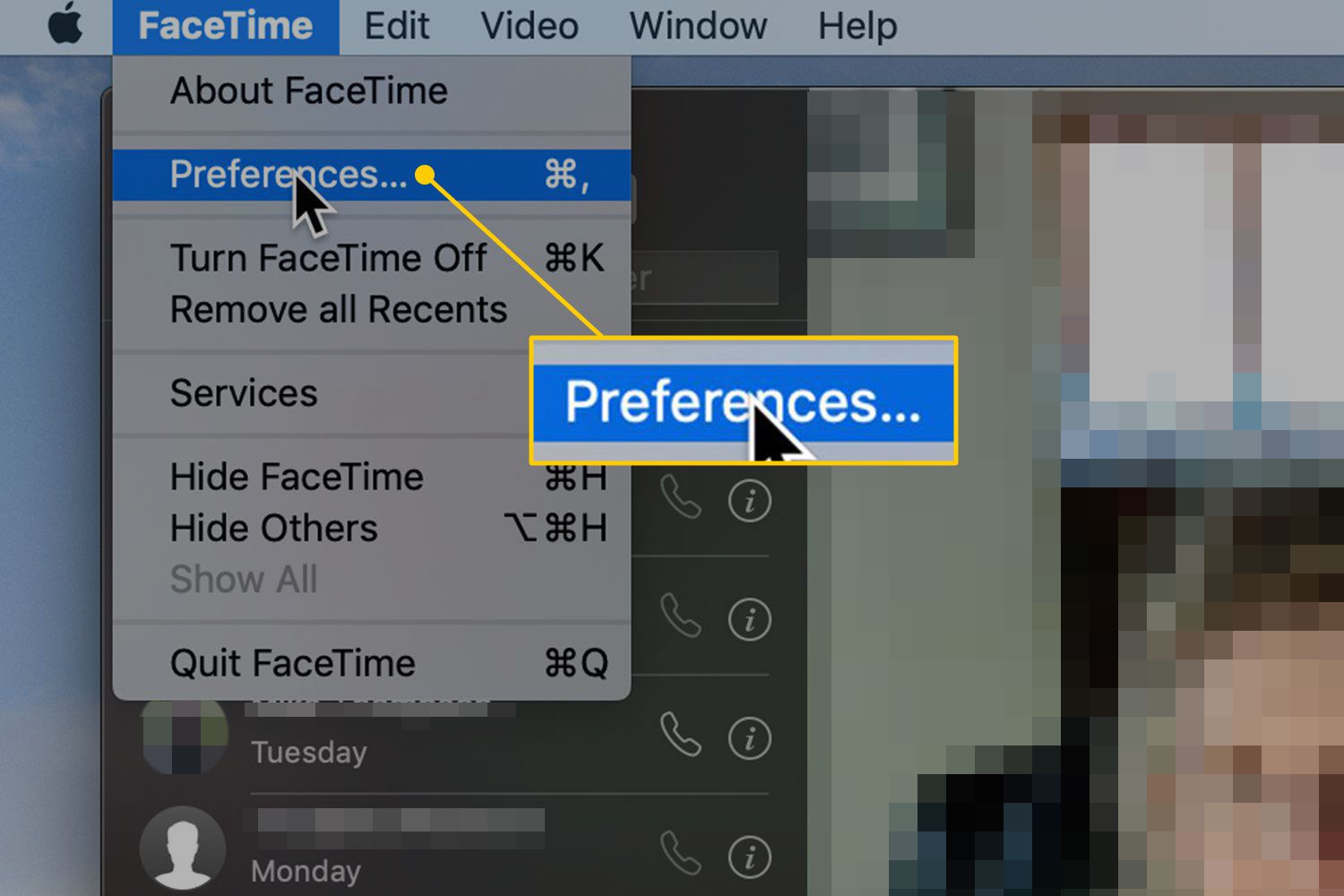 Voorkeuren in de FaceTime-app voor Mac