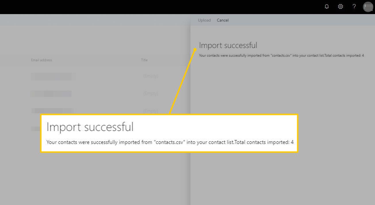 Succesvol bericht importeren in Outlook op het web