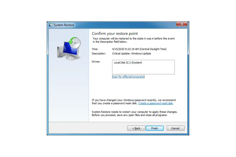 Hulpprogramma voor systeemherstel van Windows 7