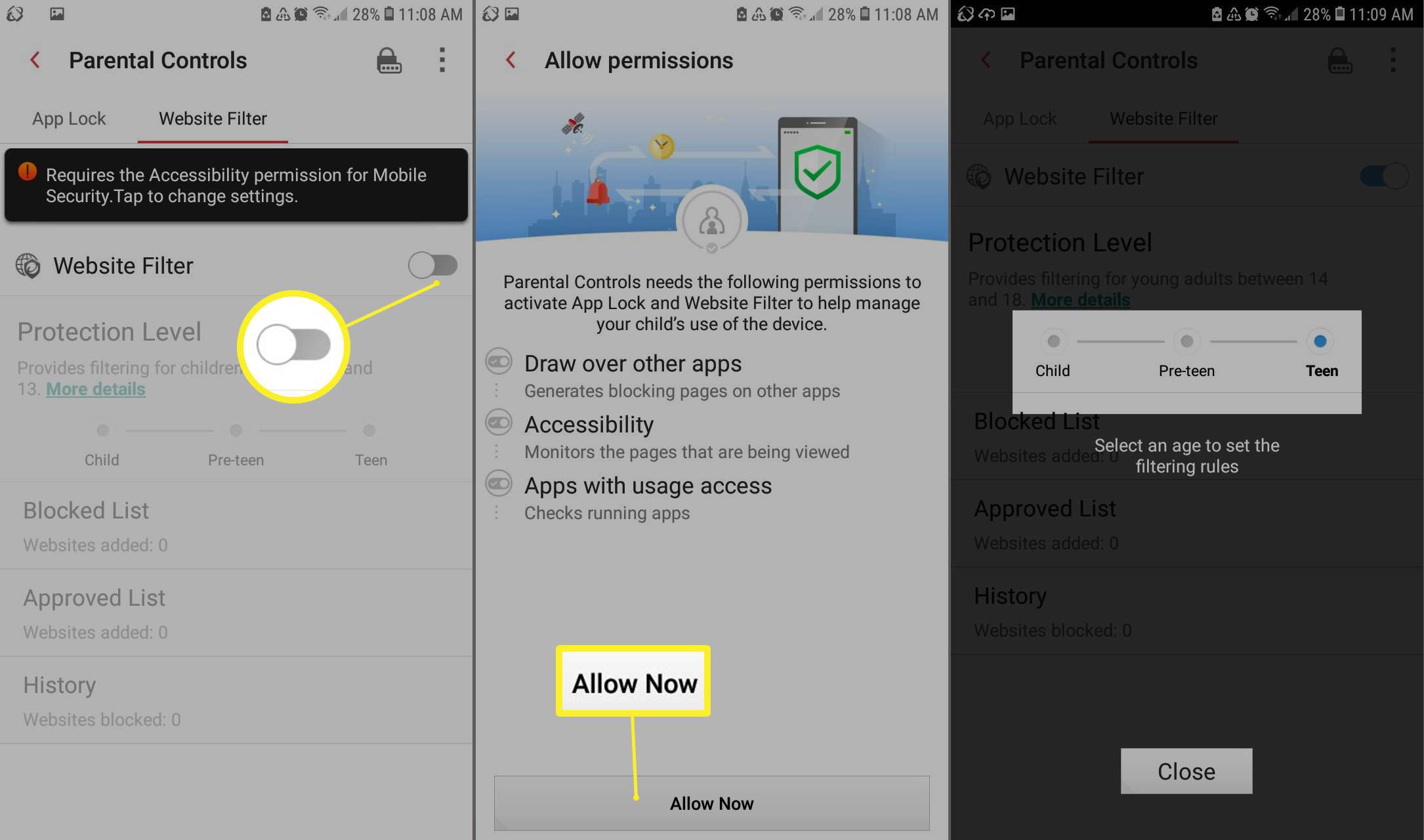 Stel ouderlijk toezicht in voor Android met de Mobile Security-app