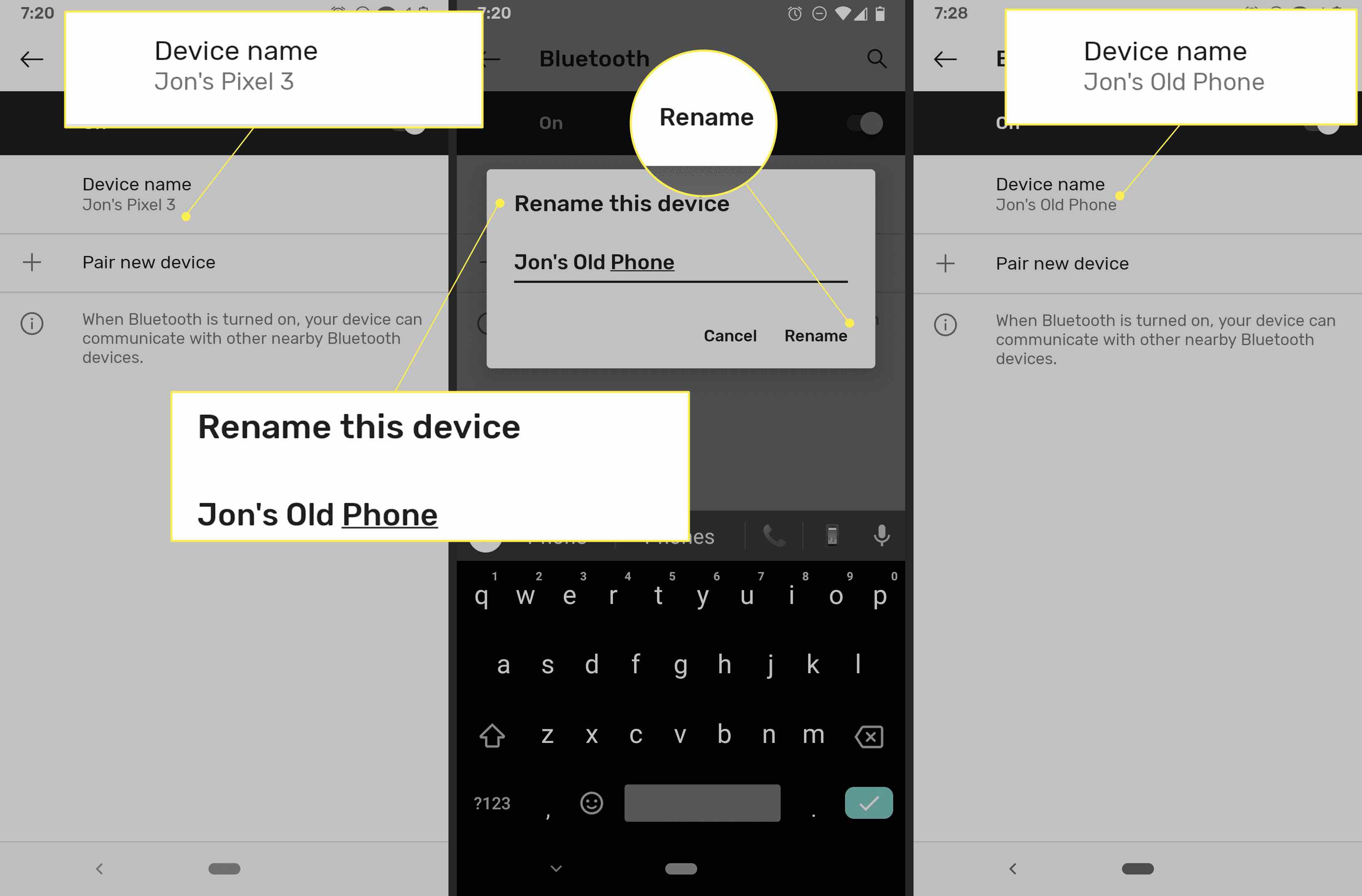 Instellingen voor Bluetooth-apparaatnaam op Android