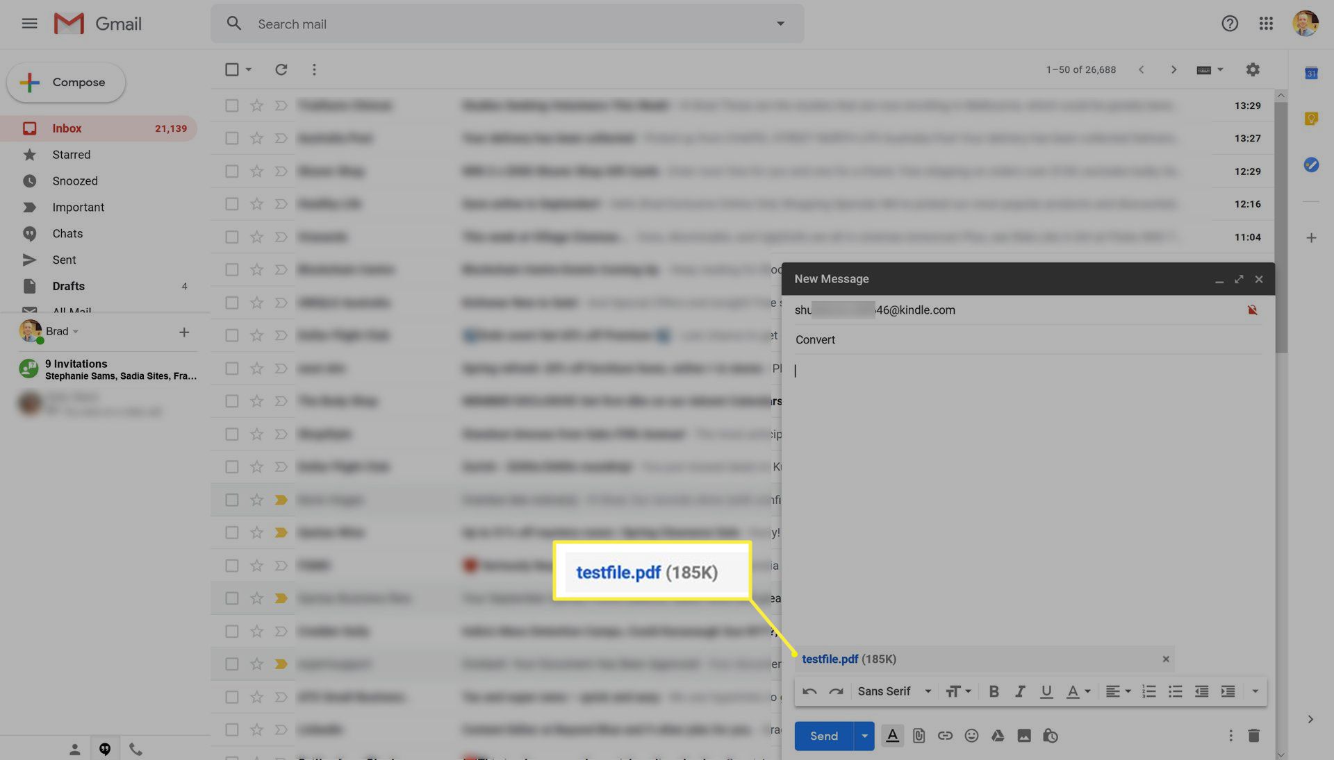 Een pdf-bestand naar een Kindle in Gmail verzenden