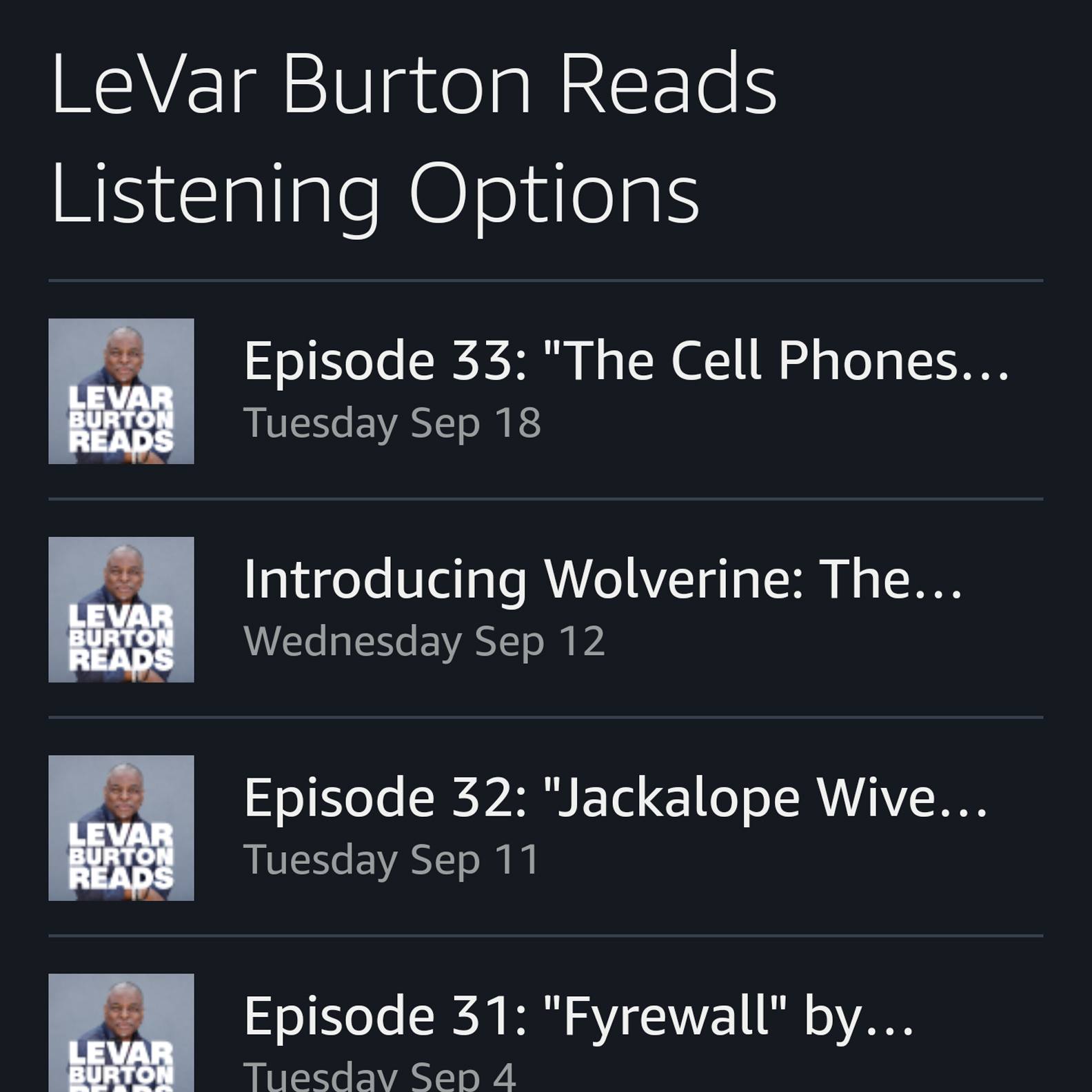 podcast-menu van de Alexa-app