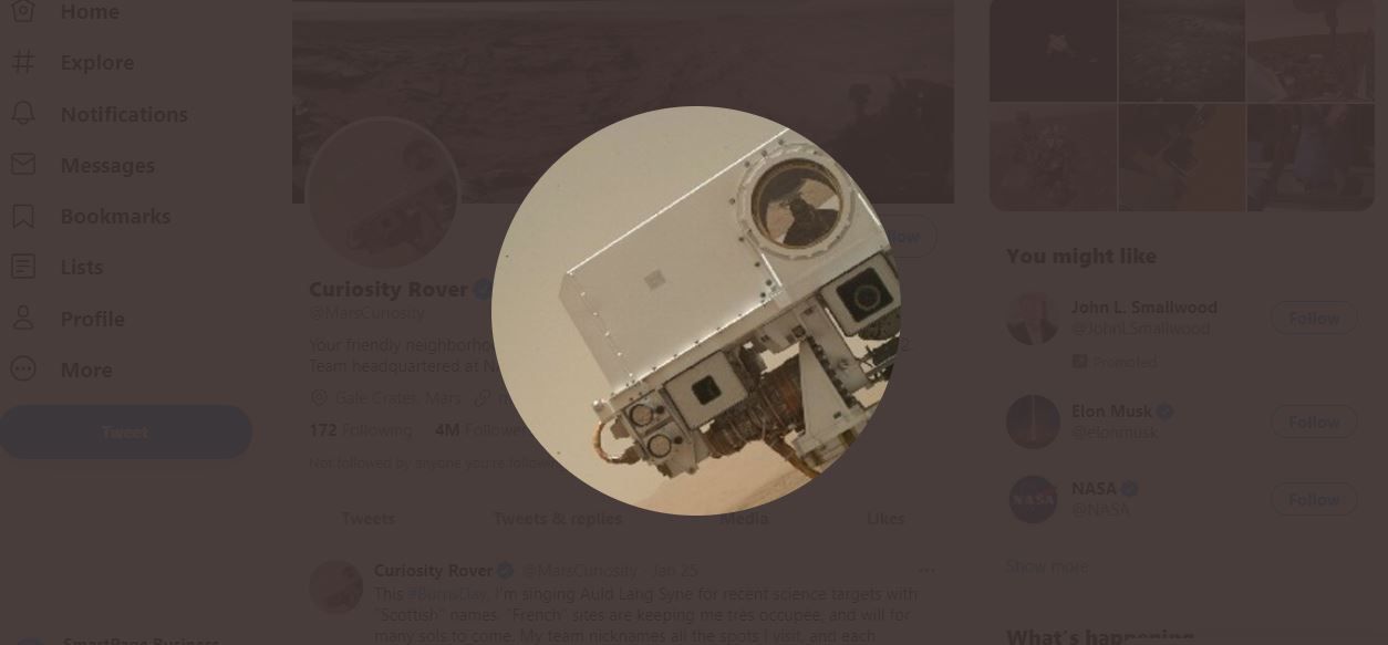 Curiosity Rover op Twitter