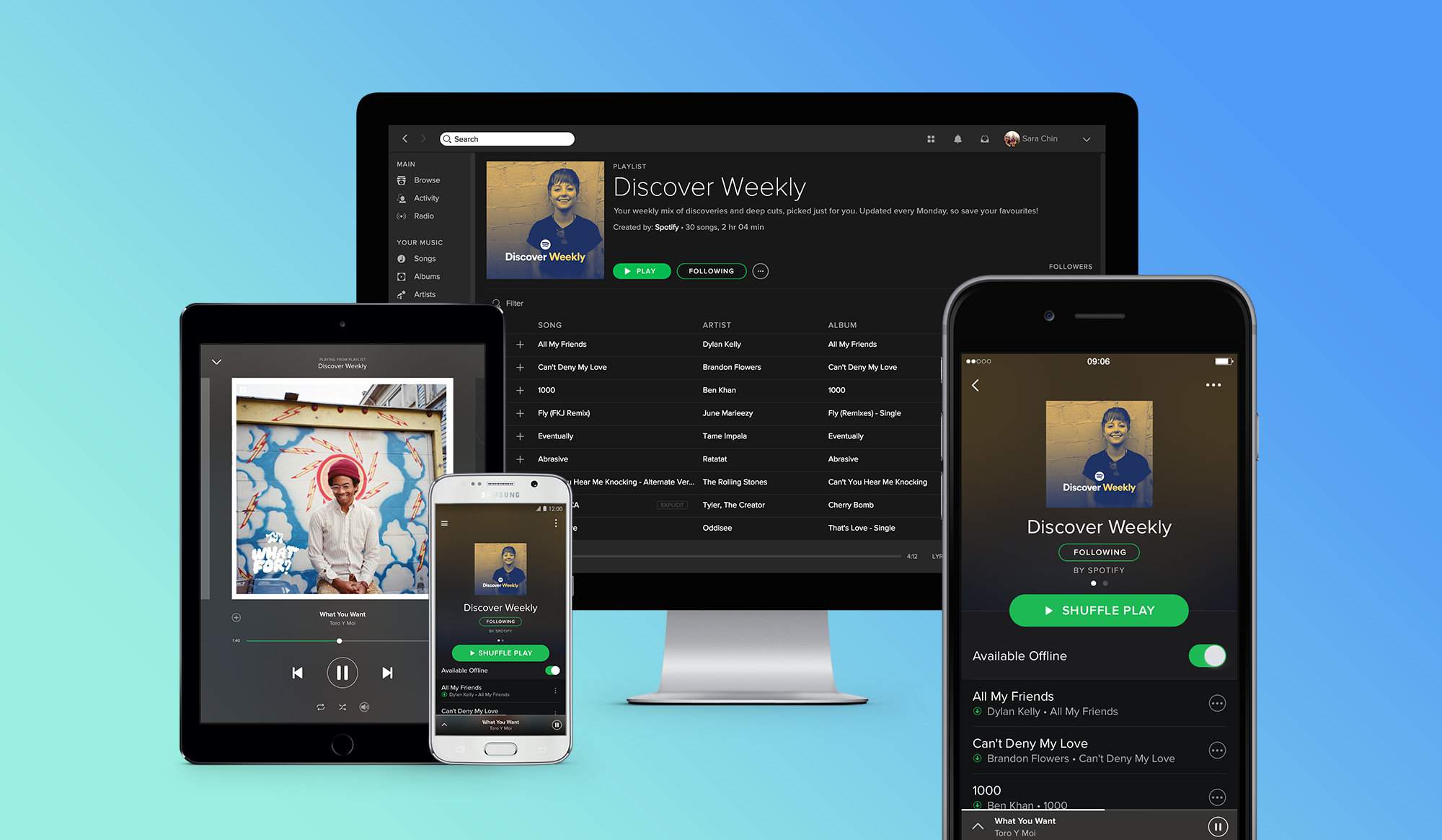 Spotify Music Service draait op meerdere platforms.