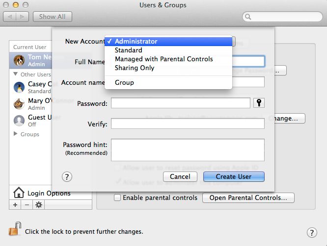 Beheerdersaccount aanmaken in OS X