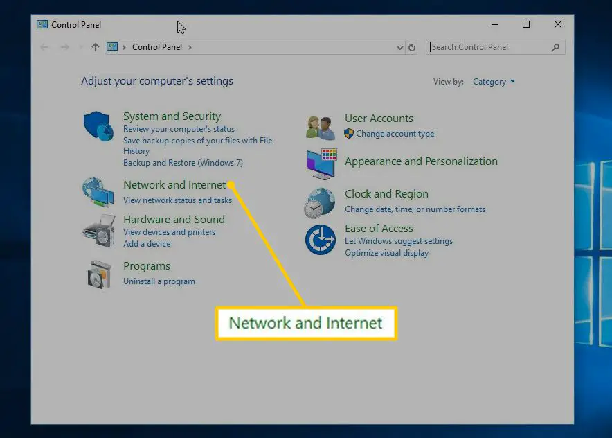 Netwerk en internet in Configuratiescherm