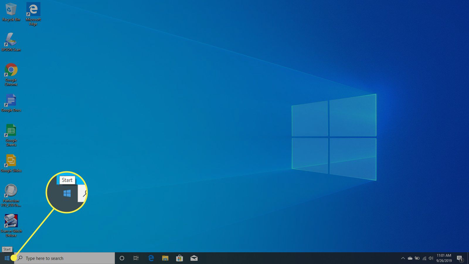 De Start-knop in Windows 10