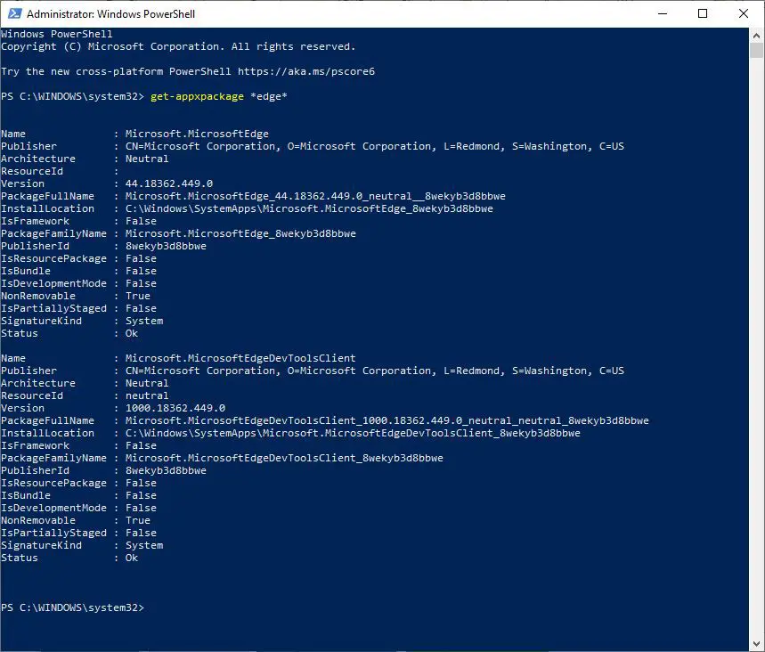 Resultaten van opdracht in PowerShell-venster