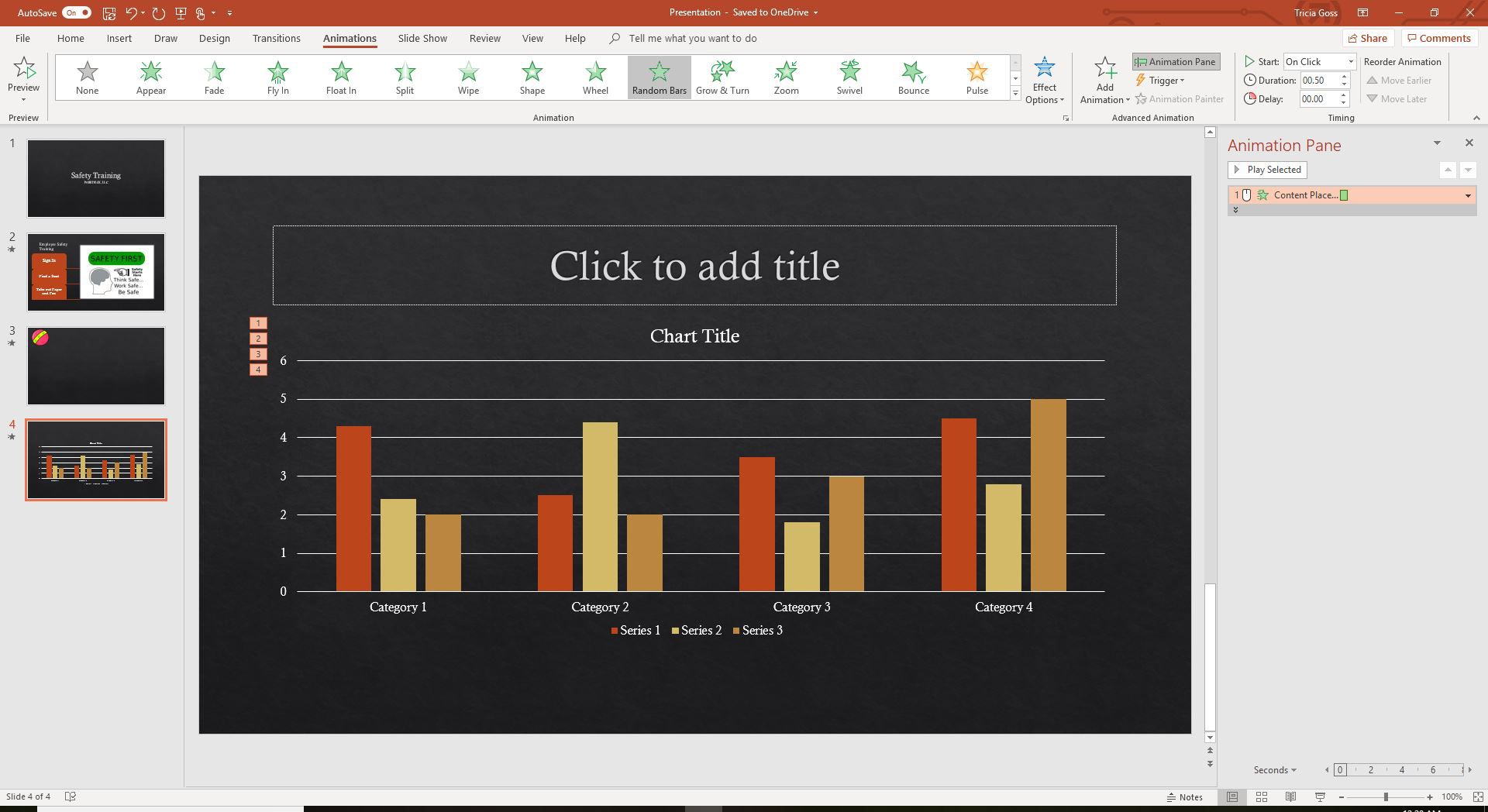 Een schermafbeelding van het PowerPoint-animatievenster.
