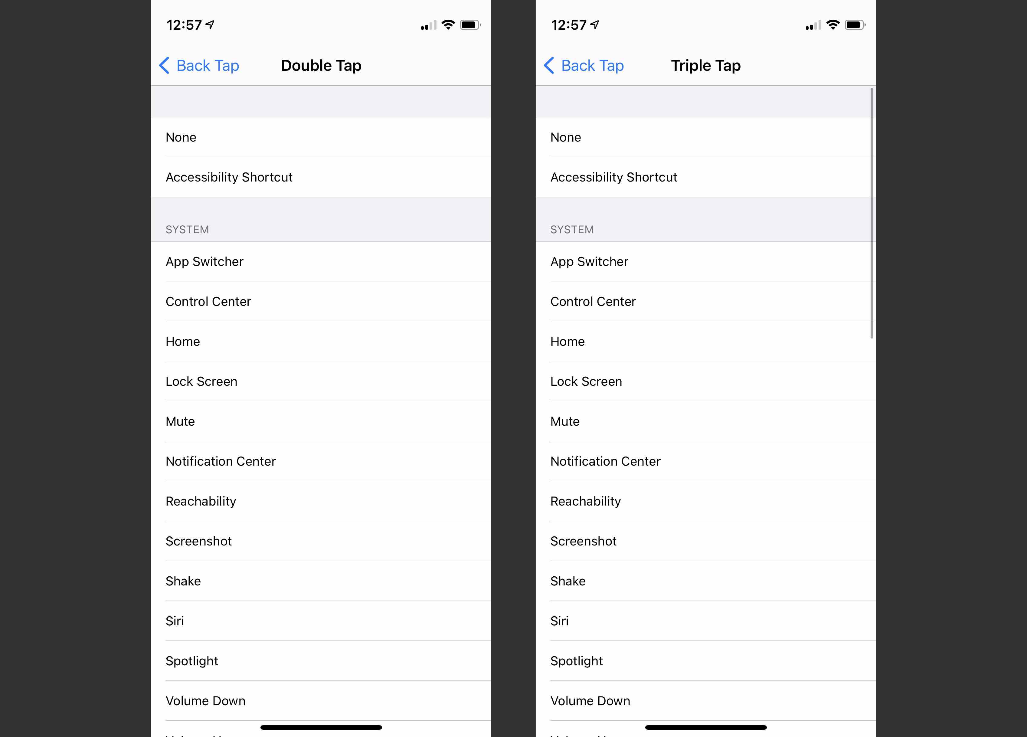 Opties voor Double Tap en Triple Tap in iOS 14.