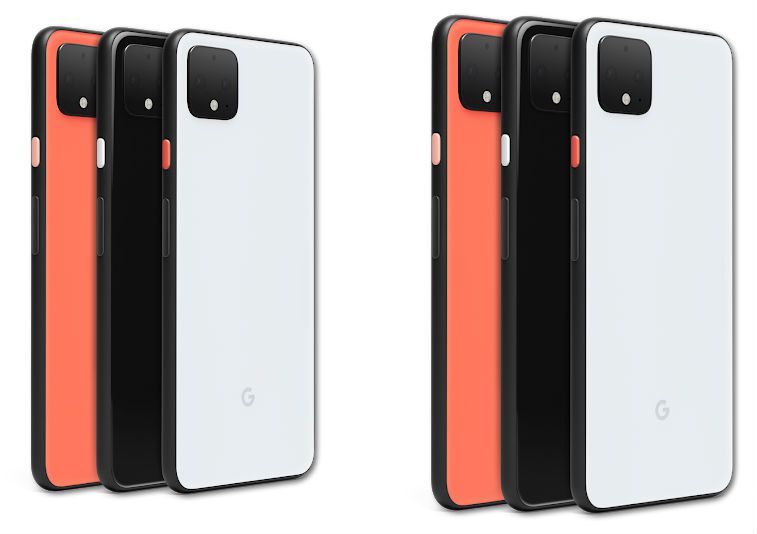 Pixel 4- en Pixel 4XL-telefoons in elke beschikbare kleur.