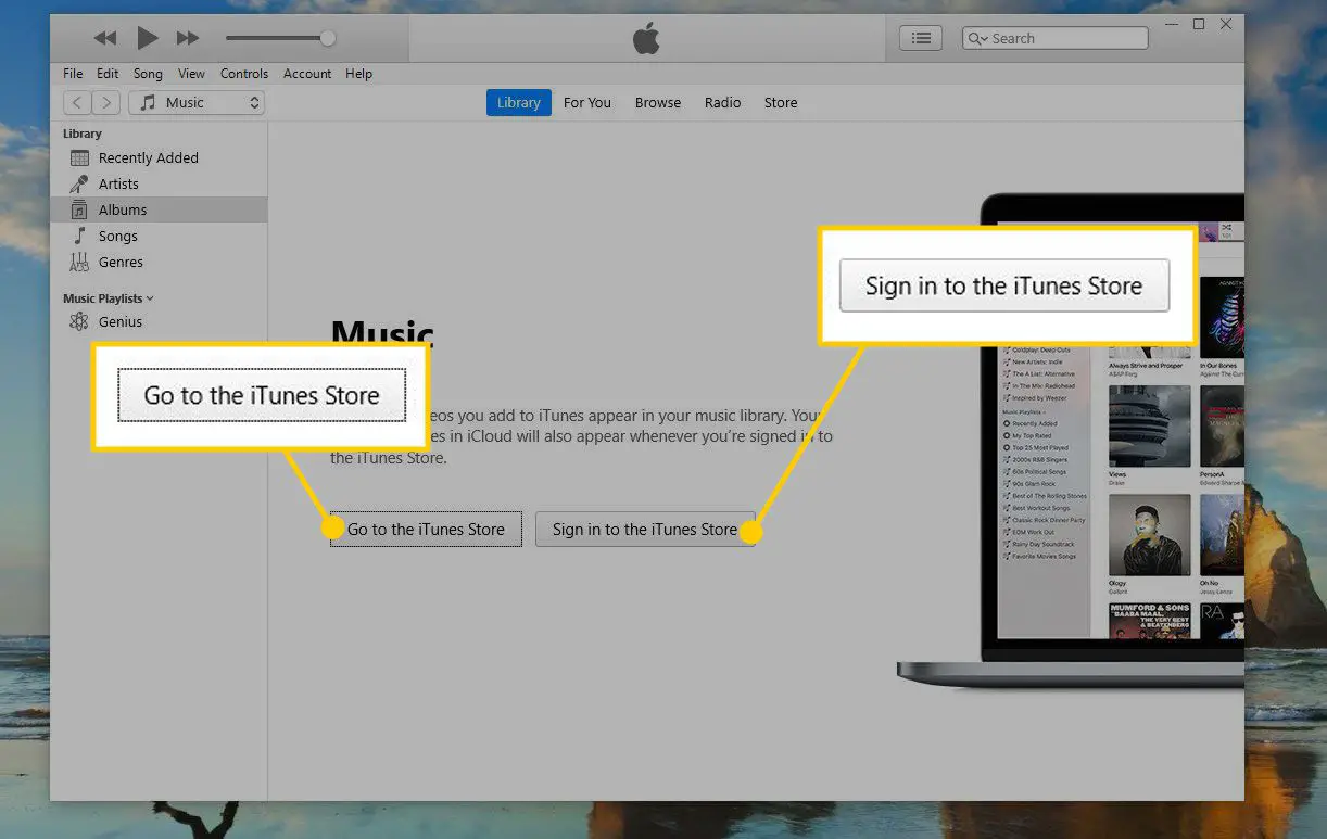 iTunes in de Microsoft Store met de Get-knop gemarkeerd