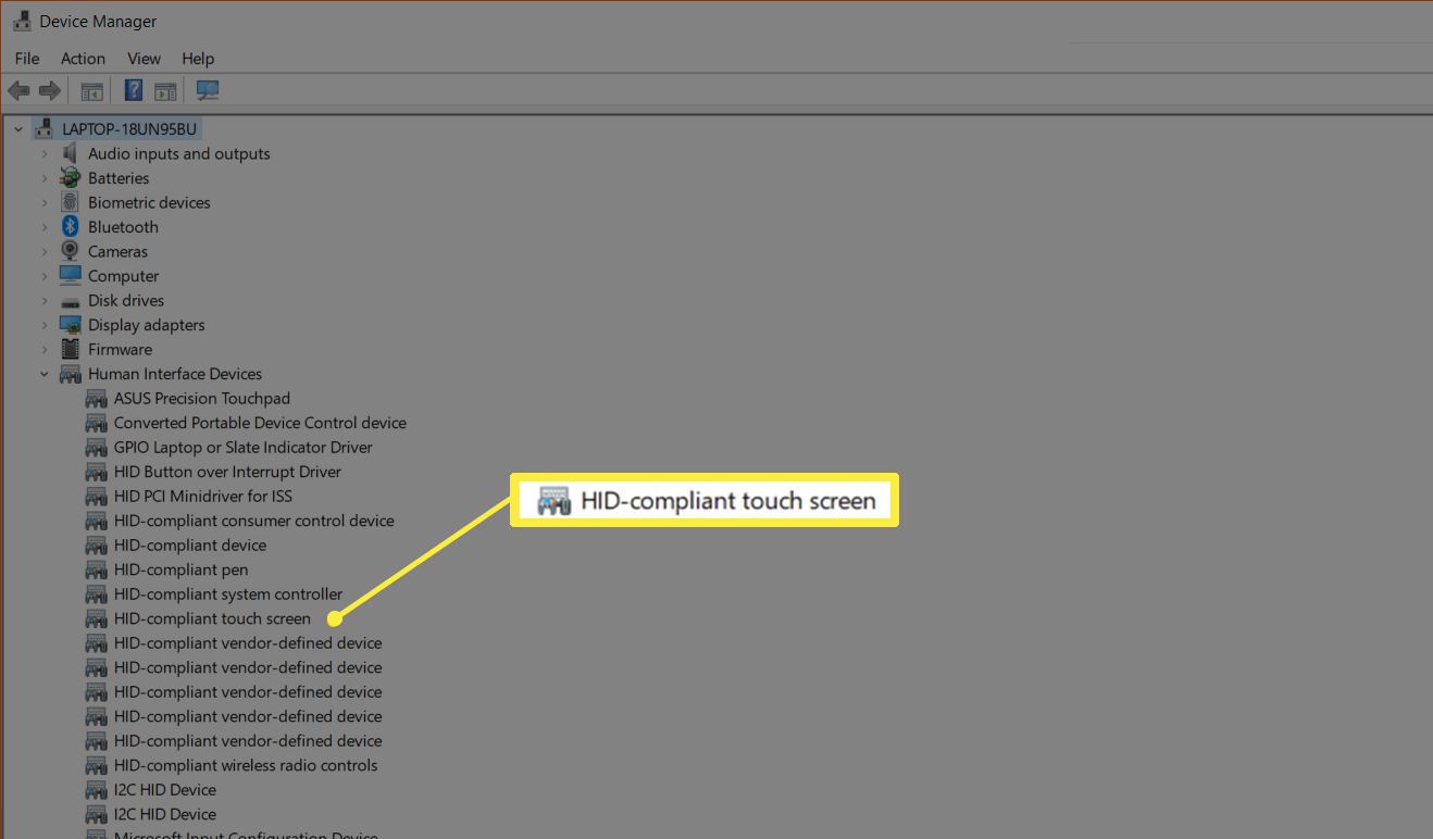 HID-compatibel touchscreen in Apparaatbeheer