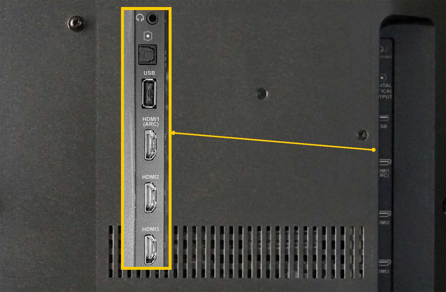 TV-aansluitingen – HDMI, USB, digitaal optisch, oortelefoon