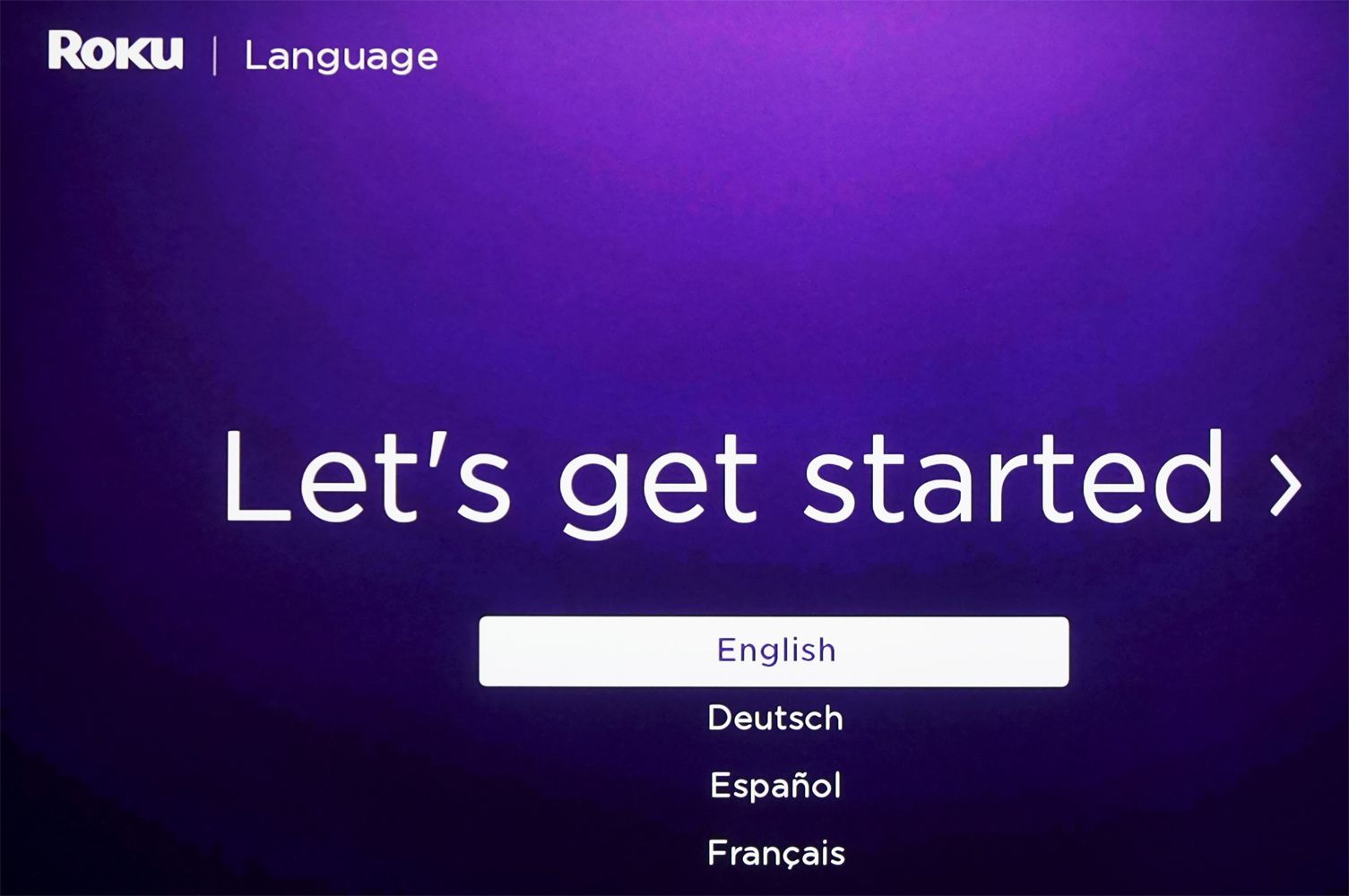 Roku Soundbar – Laten we beginnen/taal kiezen