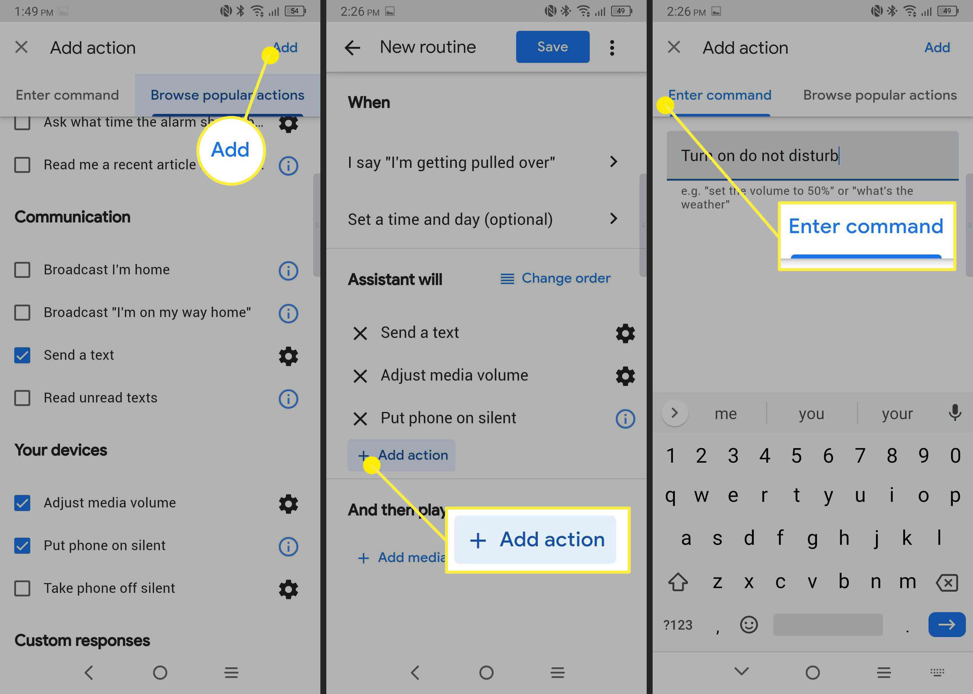 Meer actiestappen toevoegen aan een routine op Google Assistent voor Android.