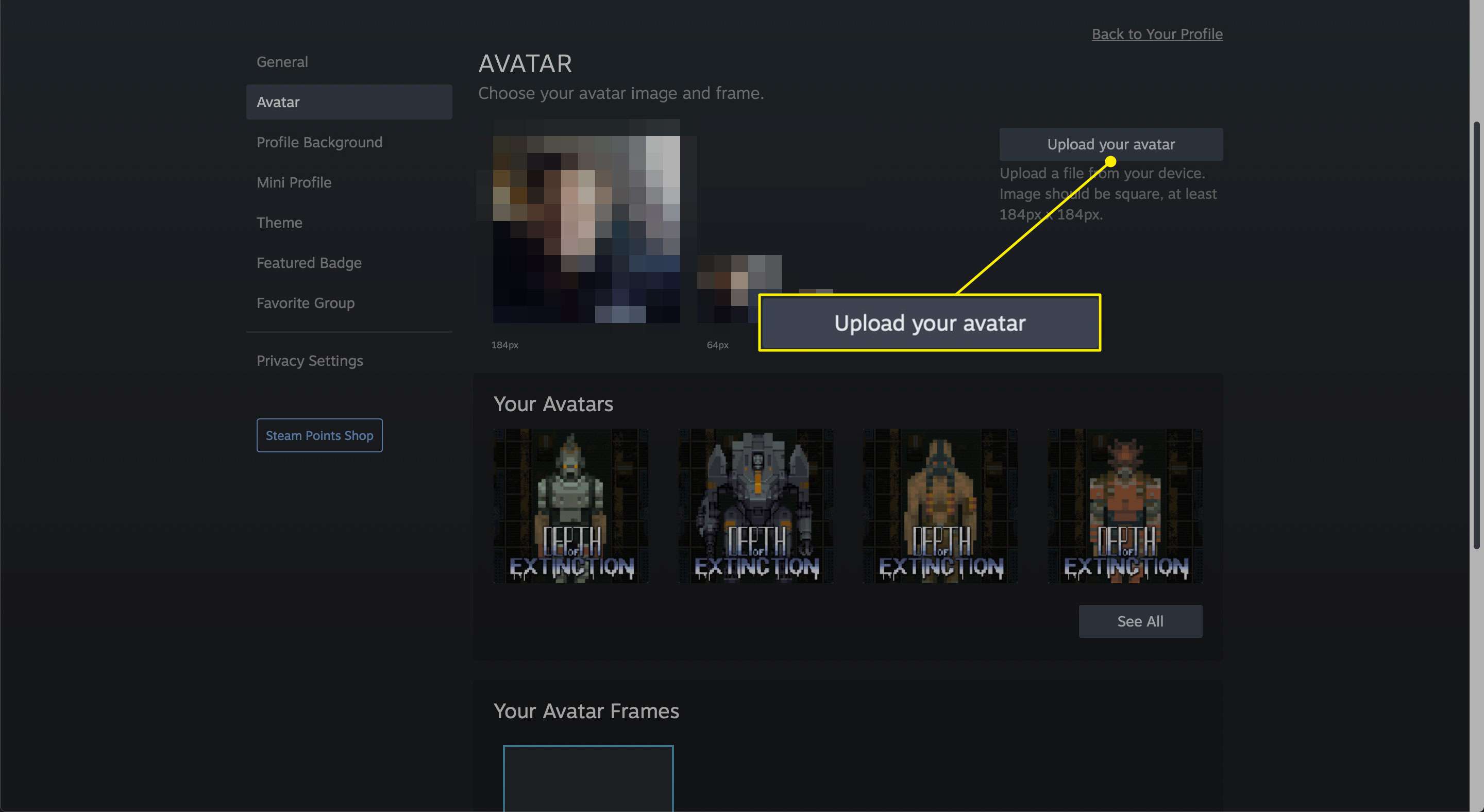 De "Upload je Avatar" knop