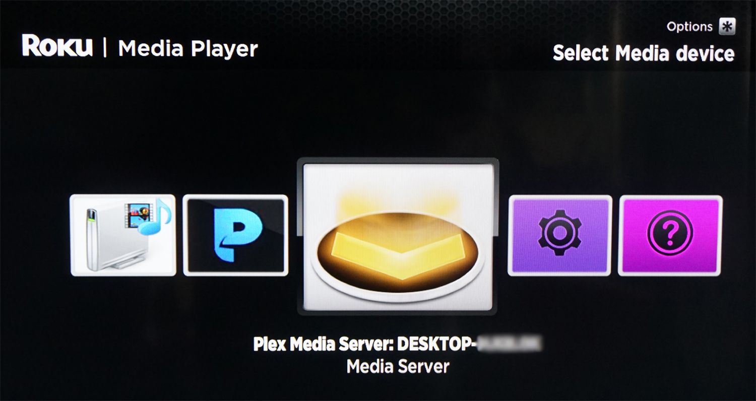 Roku Media Player-app — Selecteer Media Server-bron