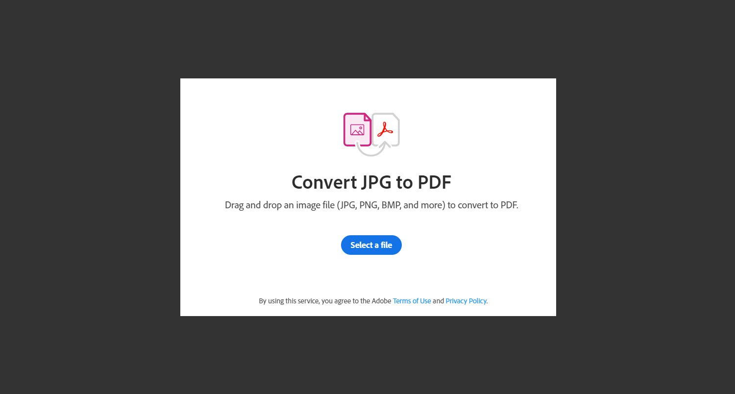 Adobe.com online converter voor JPG naar PDF