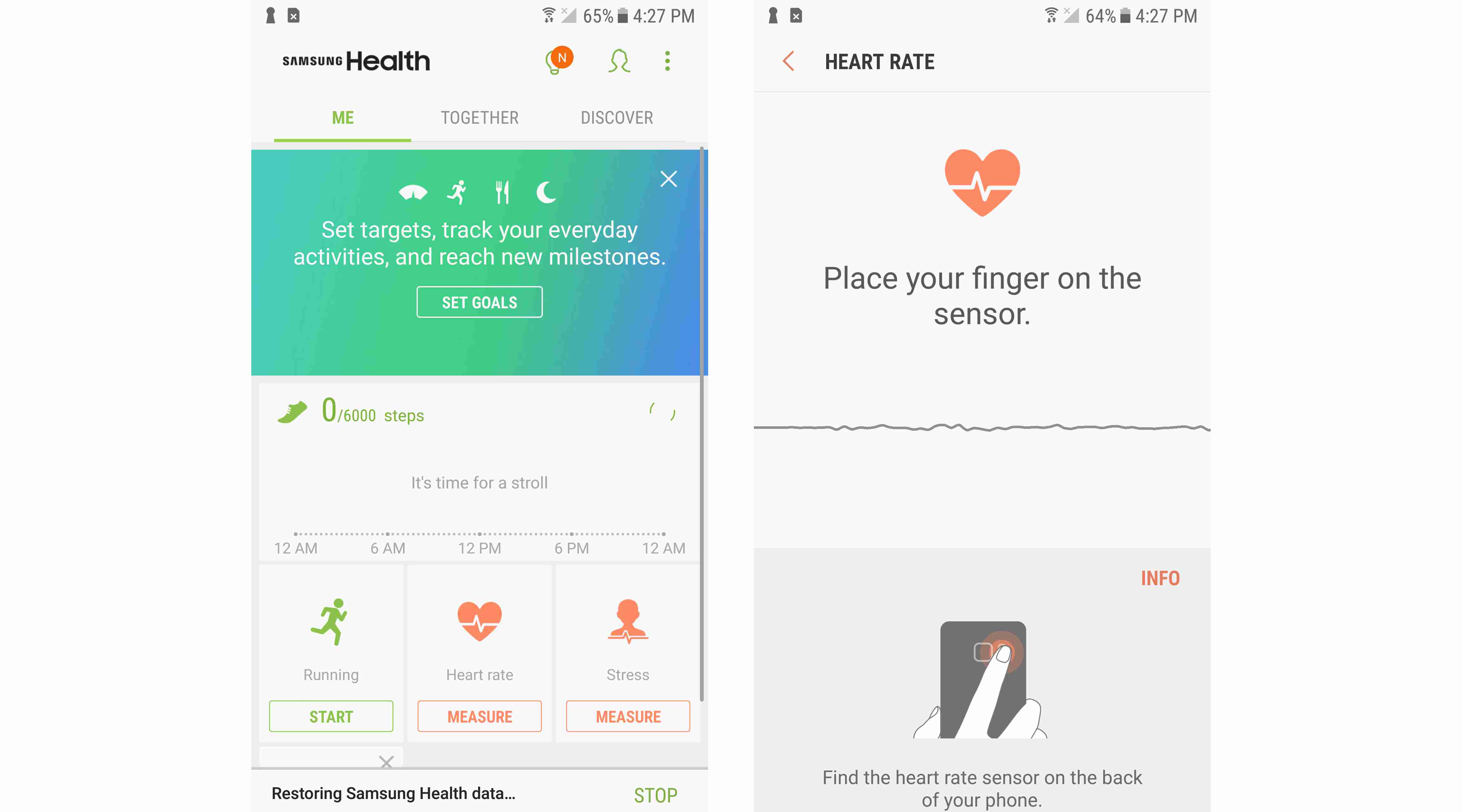 Schermafbeeldingen van de Samsung Health-app