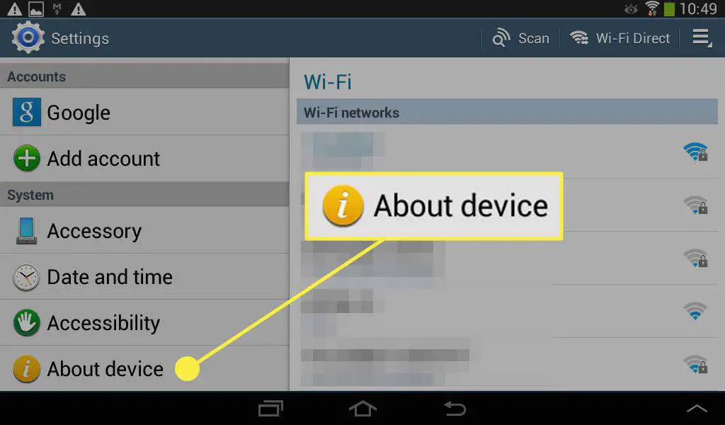 Over apparaatinstelling gemarkeerd in de app Instellingen op een Android-apparaat.