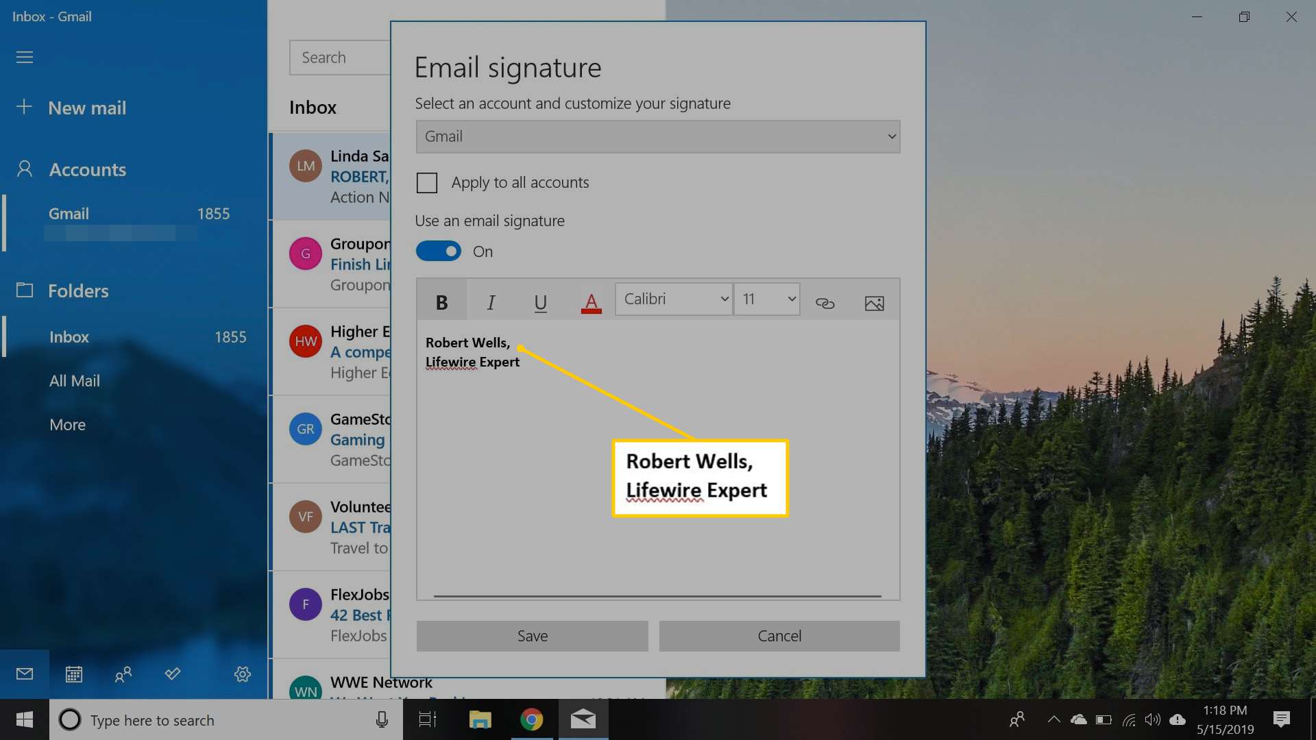 E-mailhandtekening vervangen in Windows 10