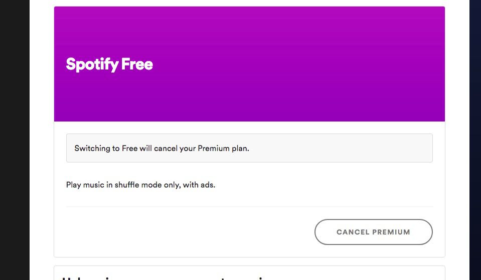 Spotify Gratis Premium-pagina annuleren