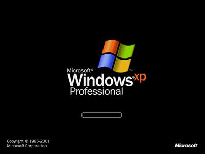 Schermafbeelding van het opstartscherm van Windows XP