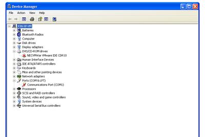 Screenshot van Windows XP Device Manager met een rode x op twee apparaten