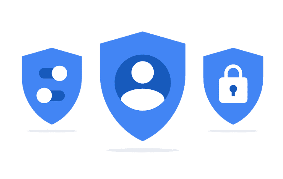 3 Google-pictogrammen die instellingen, gebruikersprofielen en beveiliging vertegenwoordigen 