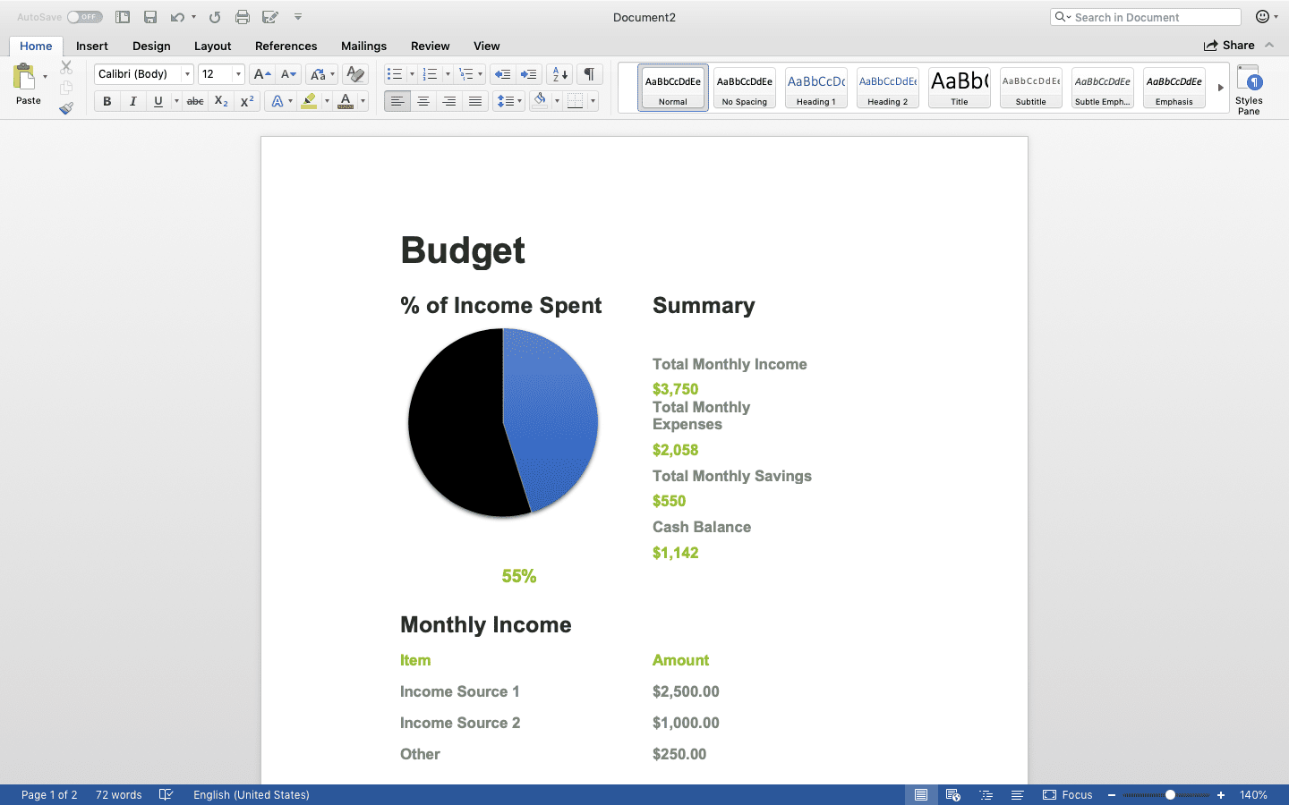 Excel-spreadsheet geconverteerd naar Microsoft Word