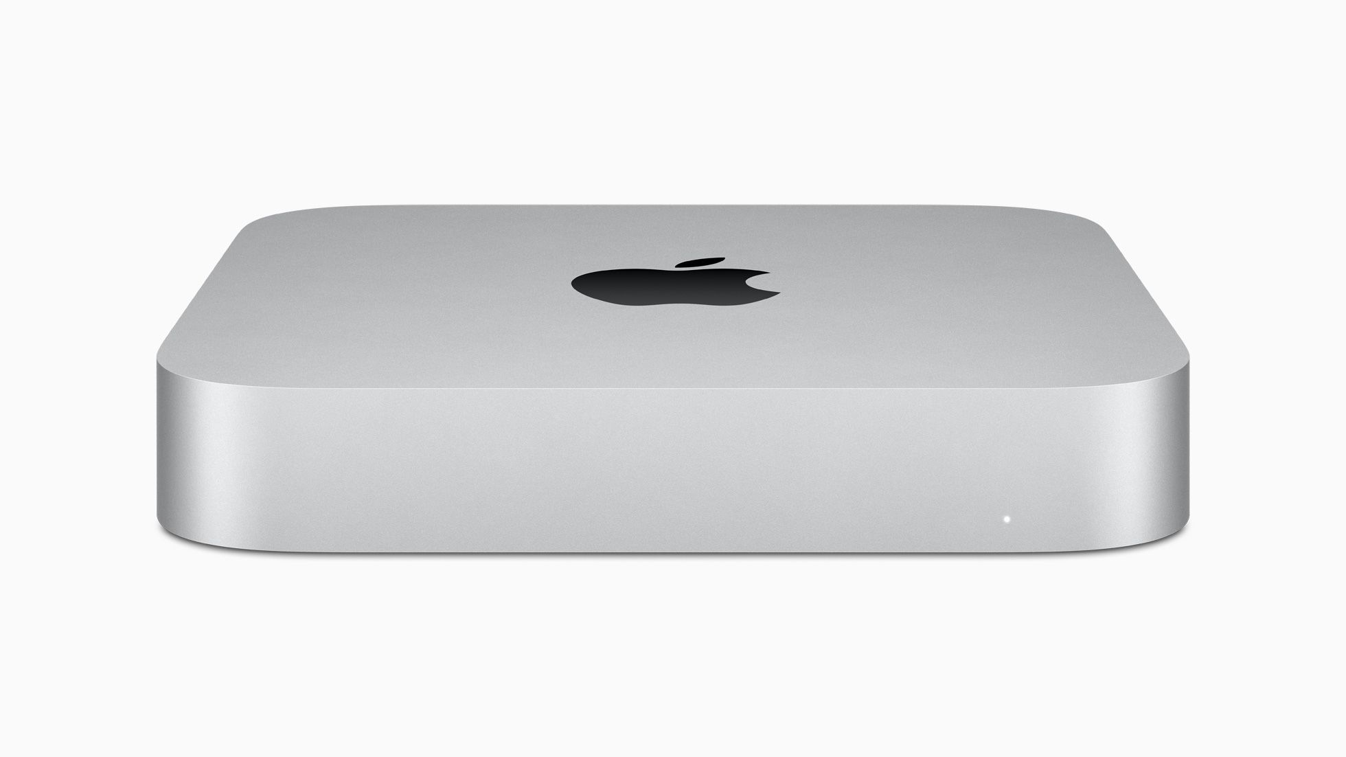 Apple Mac mini in zilver op een witte achtergrond