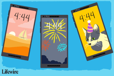 Geanimeerde illustratie van Android-telefoons met verschillende bewegende achtergronden