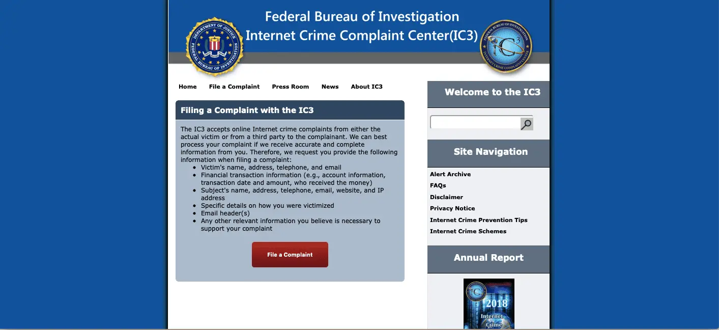 De IC3-website van de FBI gebruiken om e-mailfraude te melden