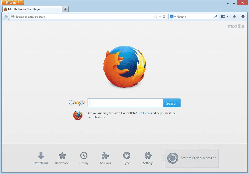 Firefox-startpagina