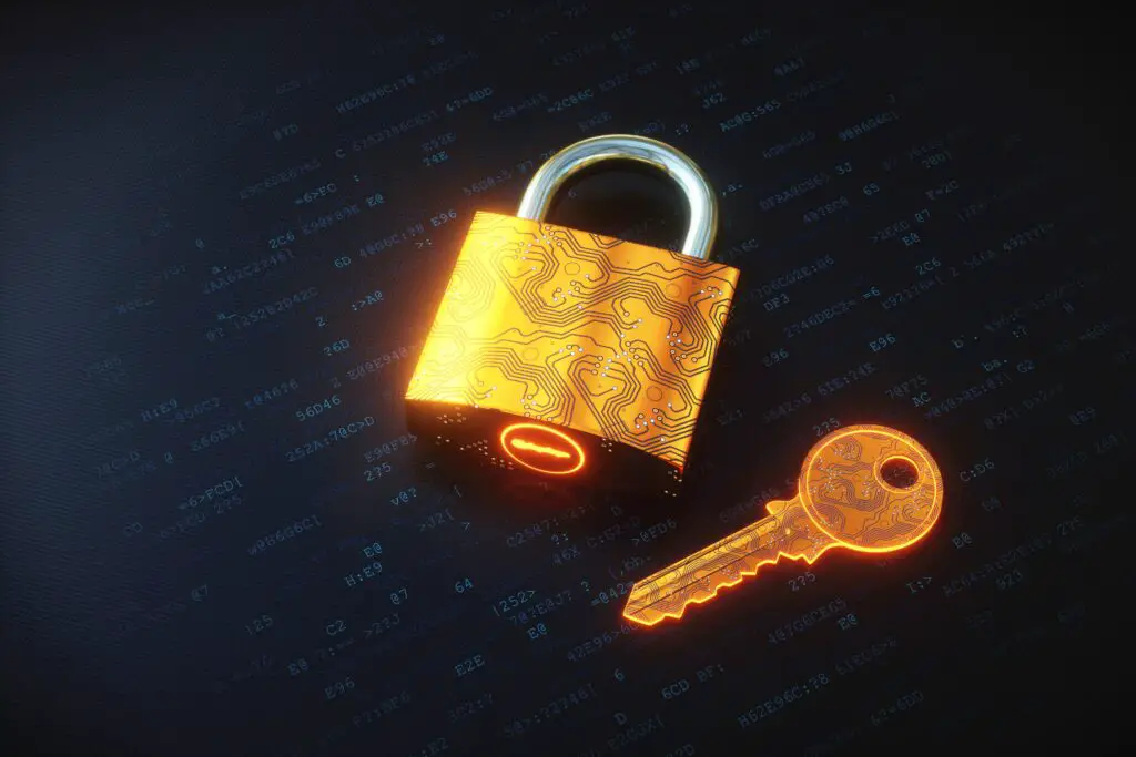 golden digital padlock and key on encrypted data 913014174 5bf87aef46e0fb002673d6b6