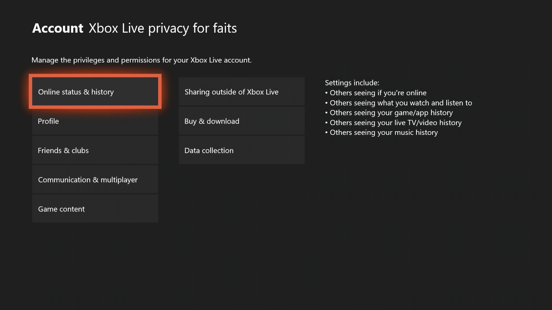 het Xbox One Xbox Live-privacymenu