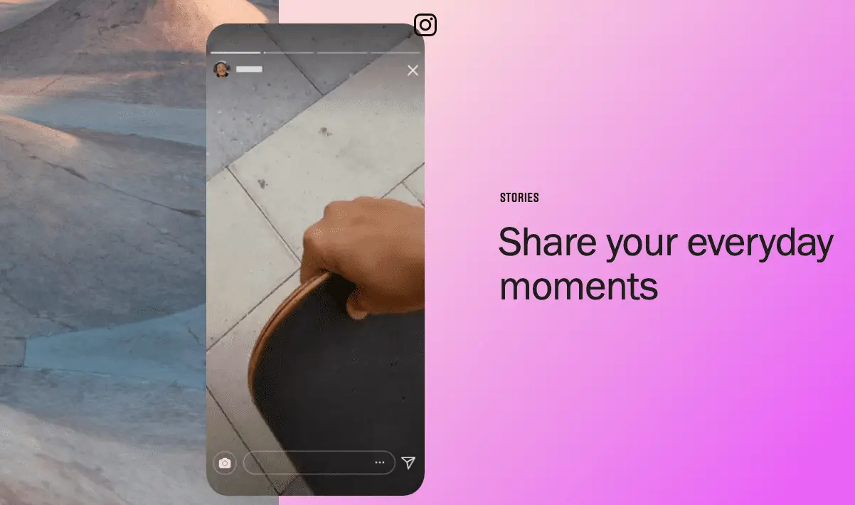 Instagram-blogkop die gebruikers aanmoedigt om hun berichten te delen met verhalen